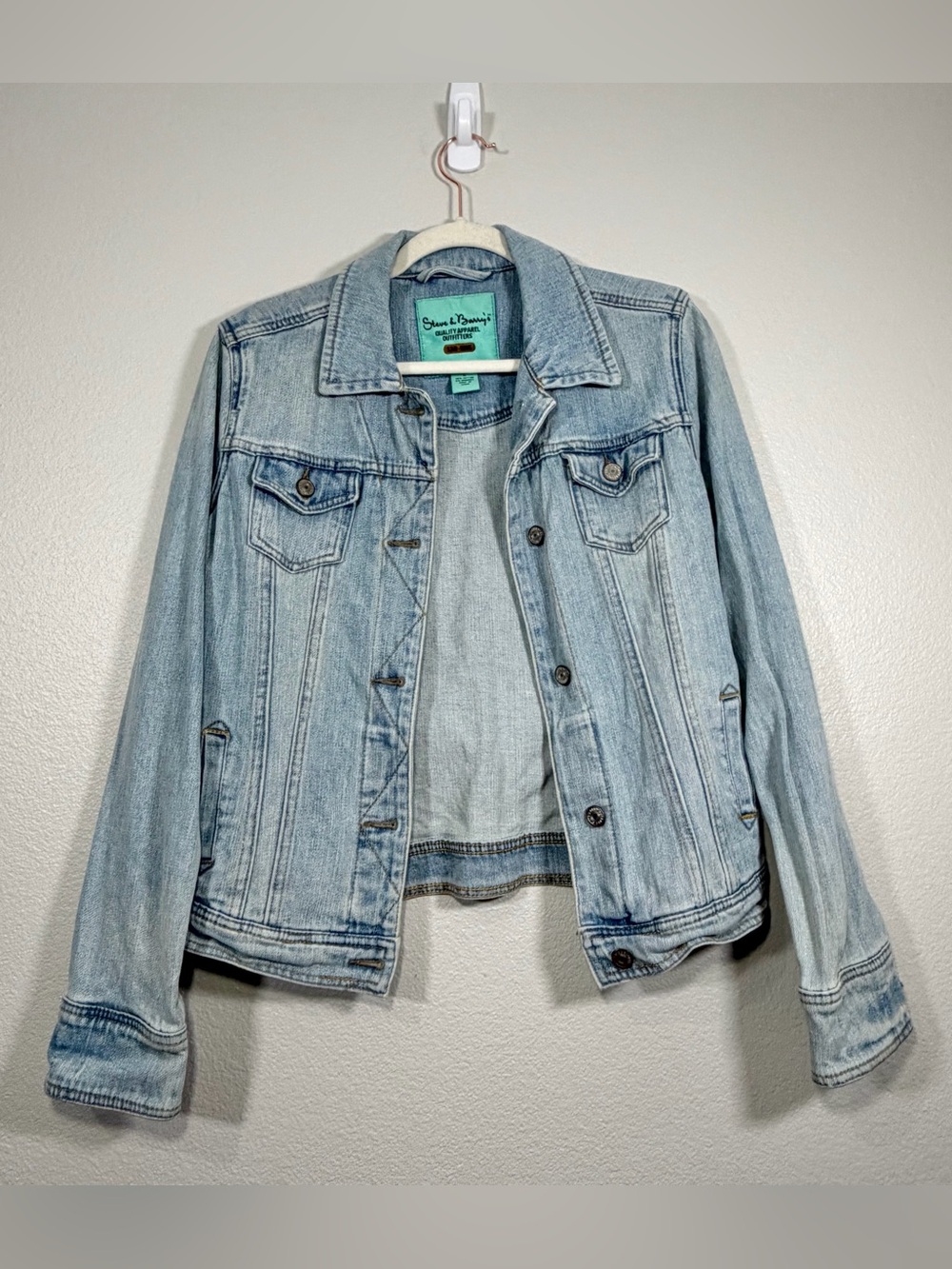 Vintage Steve & Barry's Jean Jacket Light Blue Denim Cotton Girl Junior Youth L